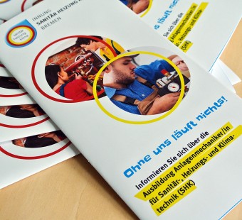 Flyer zum Bewerbung von Ausbildungsnachwuchs der Innung_Sanitär-Heizung-Klima Bremen